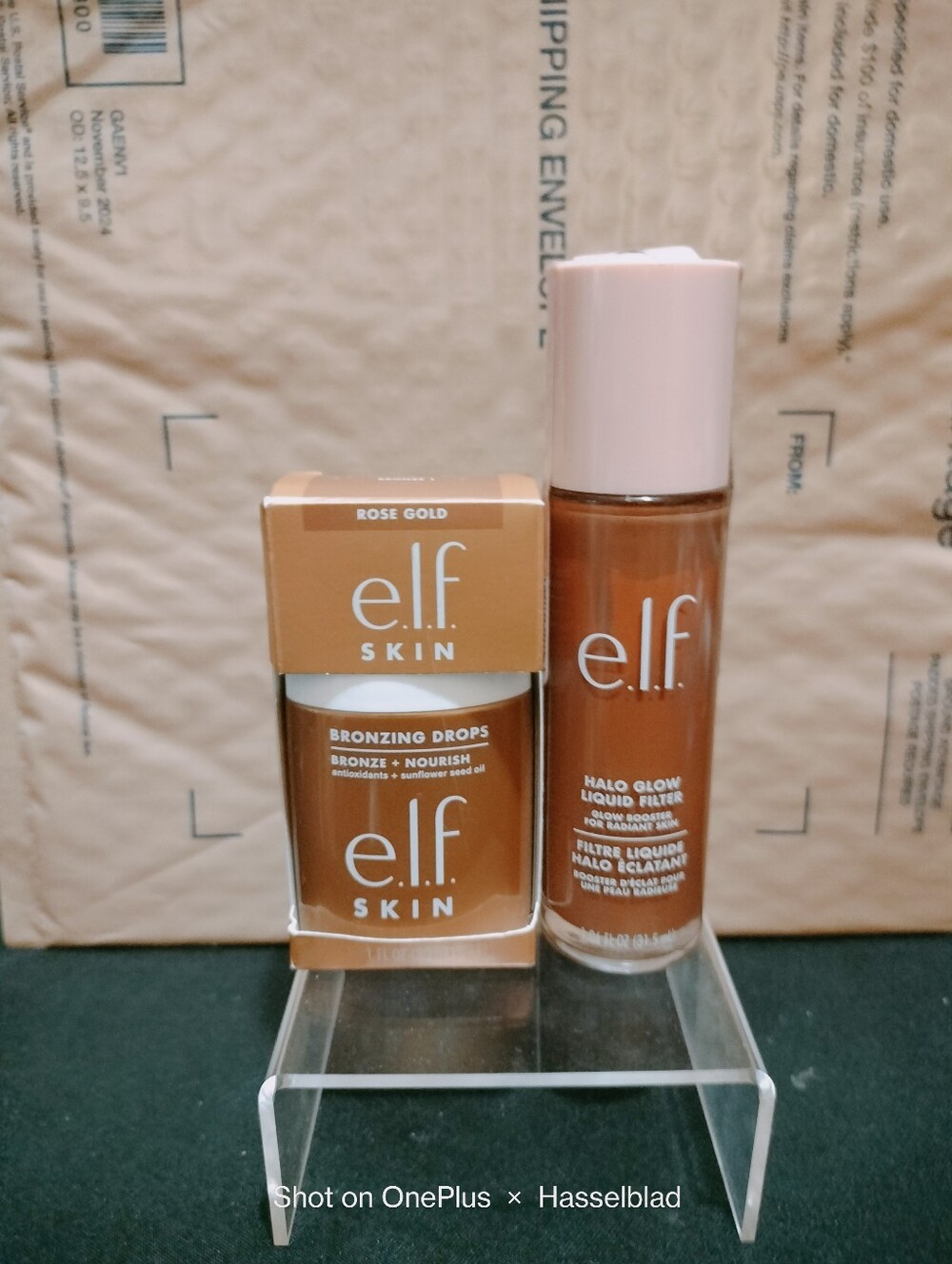 e.l.f. Skin Bronzing Drops & Halo Glow Liquid Filter in Rose Gold